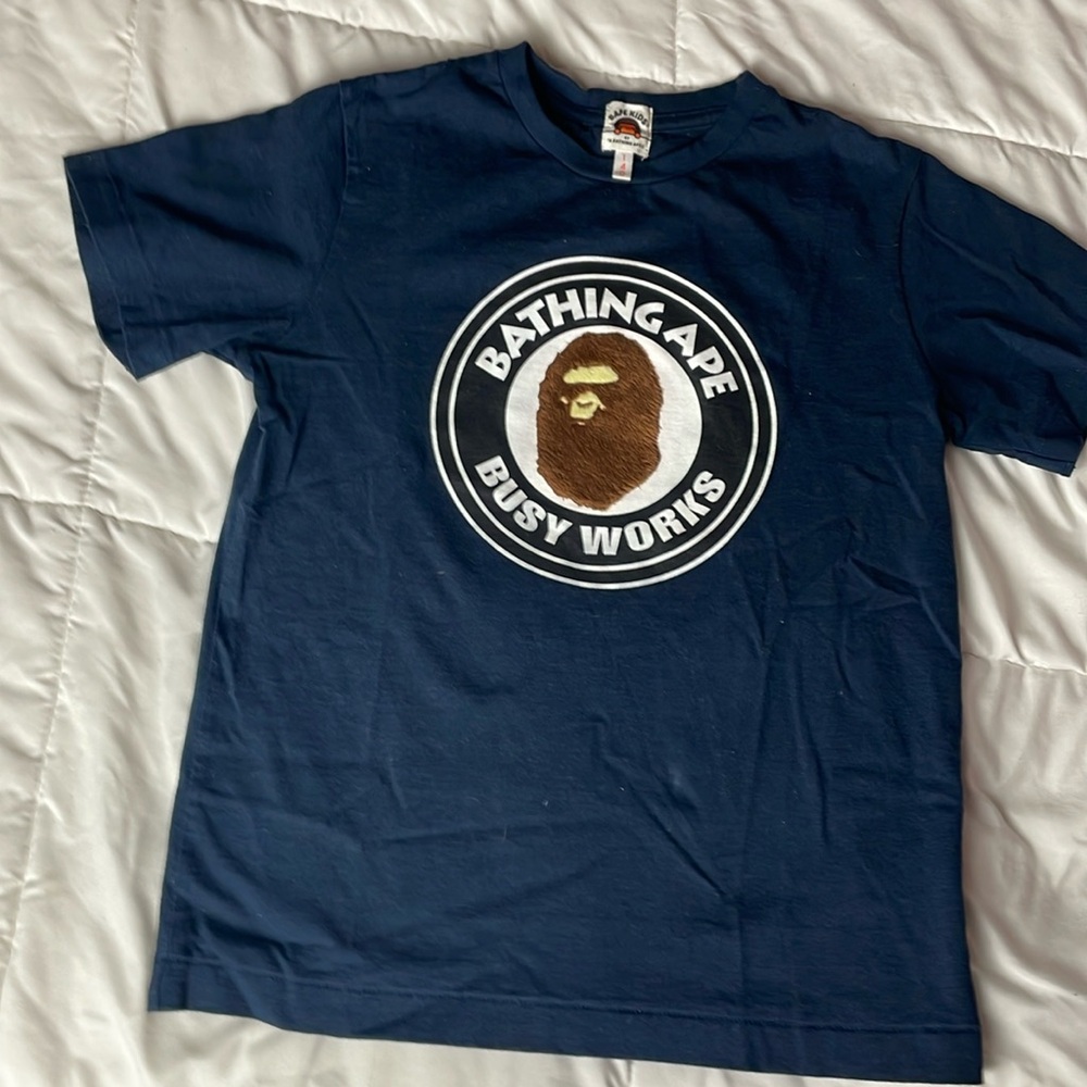 Bape kids size 14 T-shirt in navy blue.